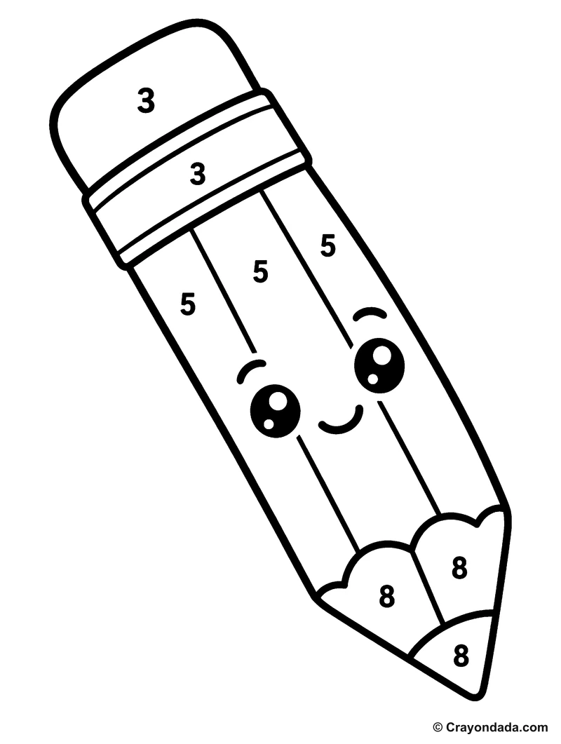 Blue Pencil color by number printable activity