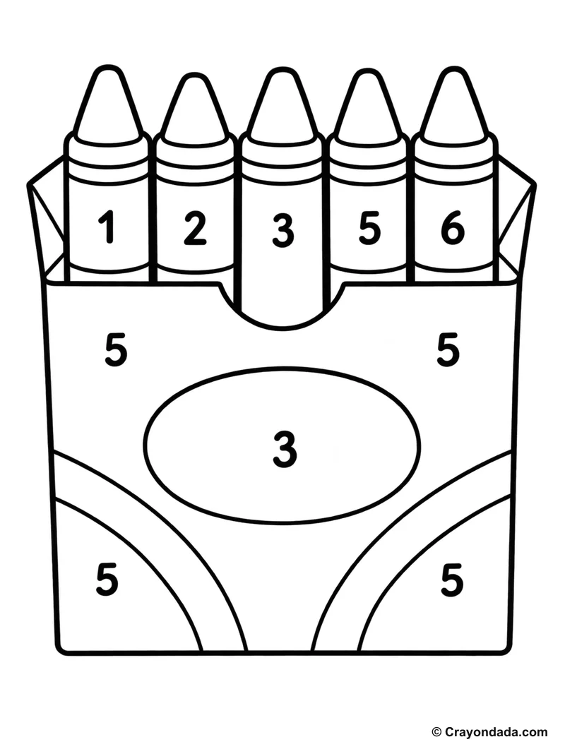 Bright Crayon Box Color by Number printable activity