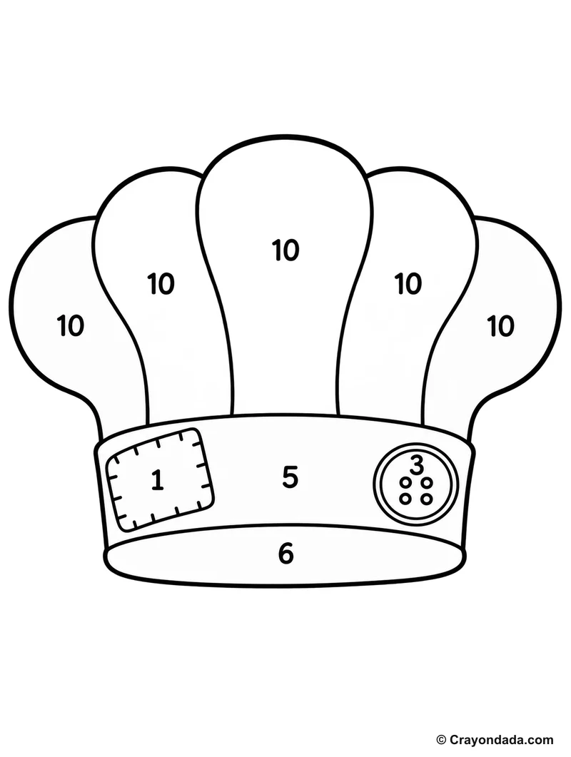 Colorful Chef Hat Color by Number printable activity