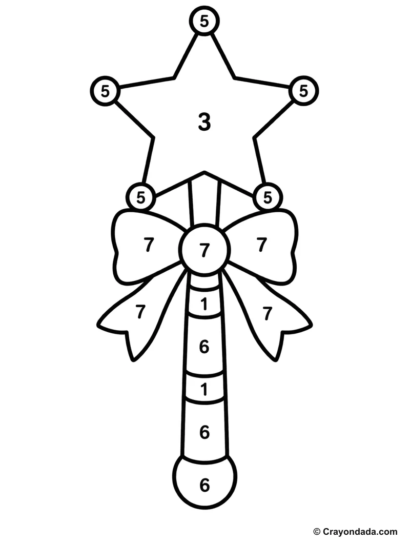 Colorful Magic Wand Color by Number printable activity
