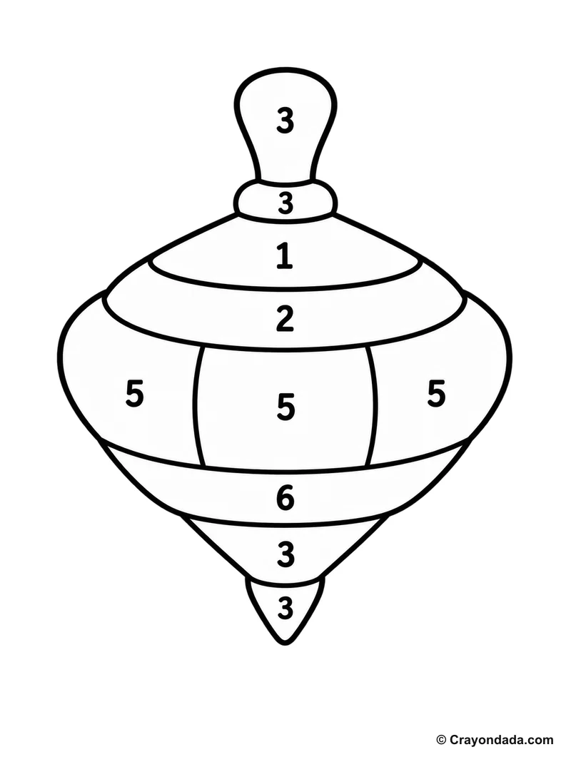 Colorful Spinning Top Color by Number printable activity
