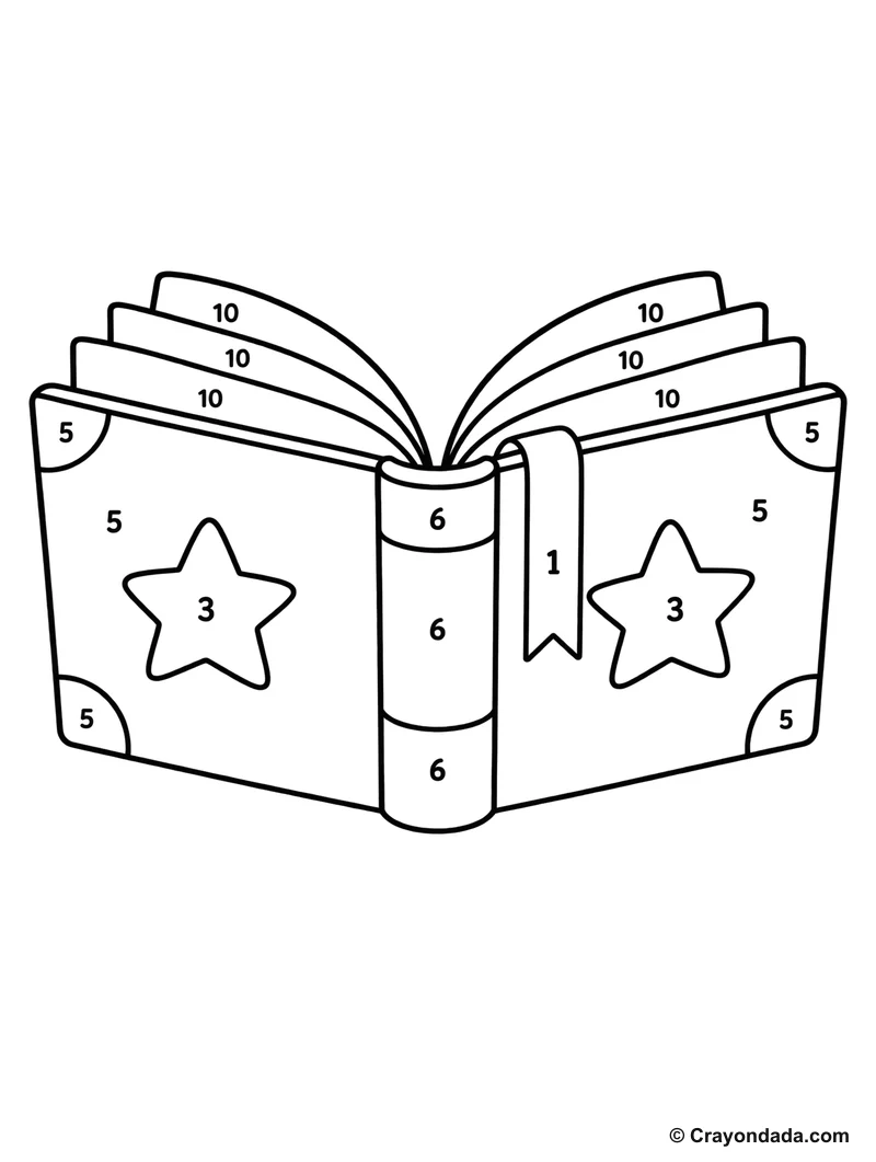 Colorful Story Book Color by Number printable activity