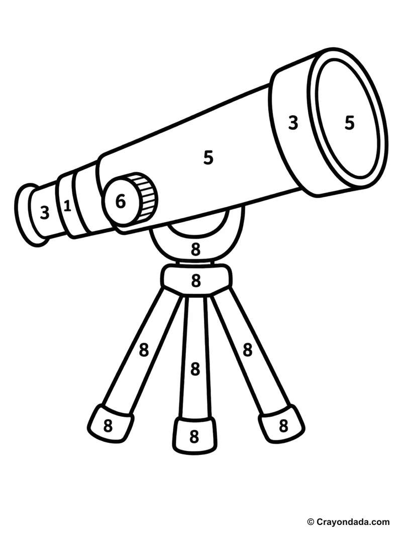Colorful Telescope Color by Number printable activity