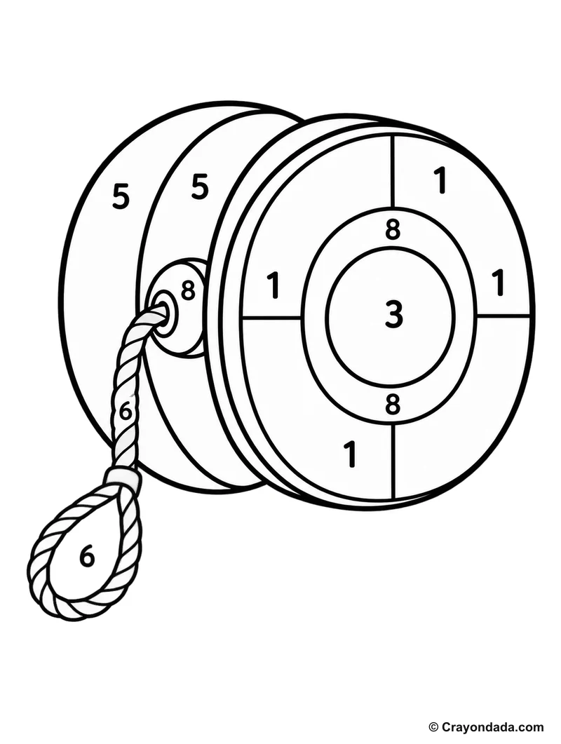 Colorful Yo-Yo Color by Number printable activity