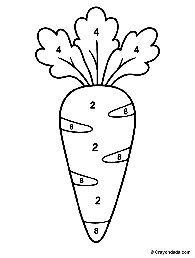 Orange Carrot color by number printable activity