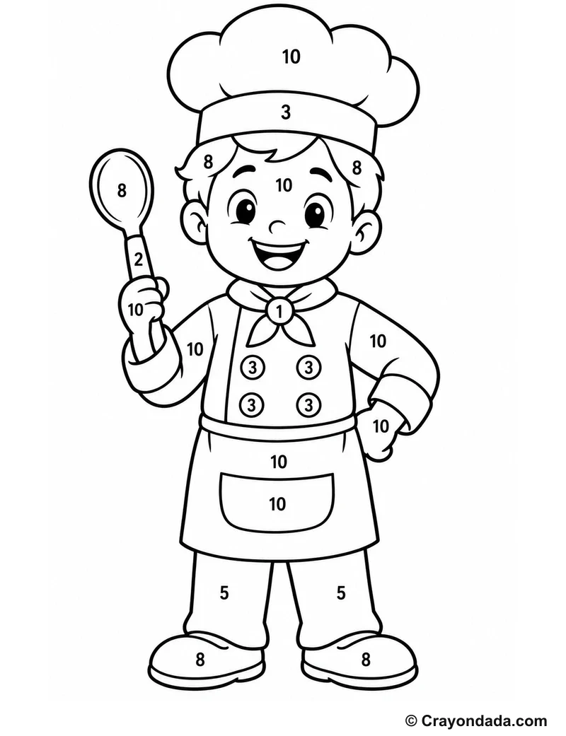 Chef Color by Number printable worksheet