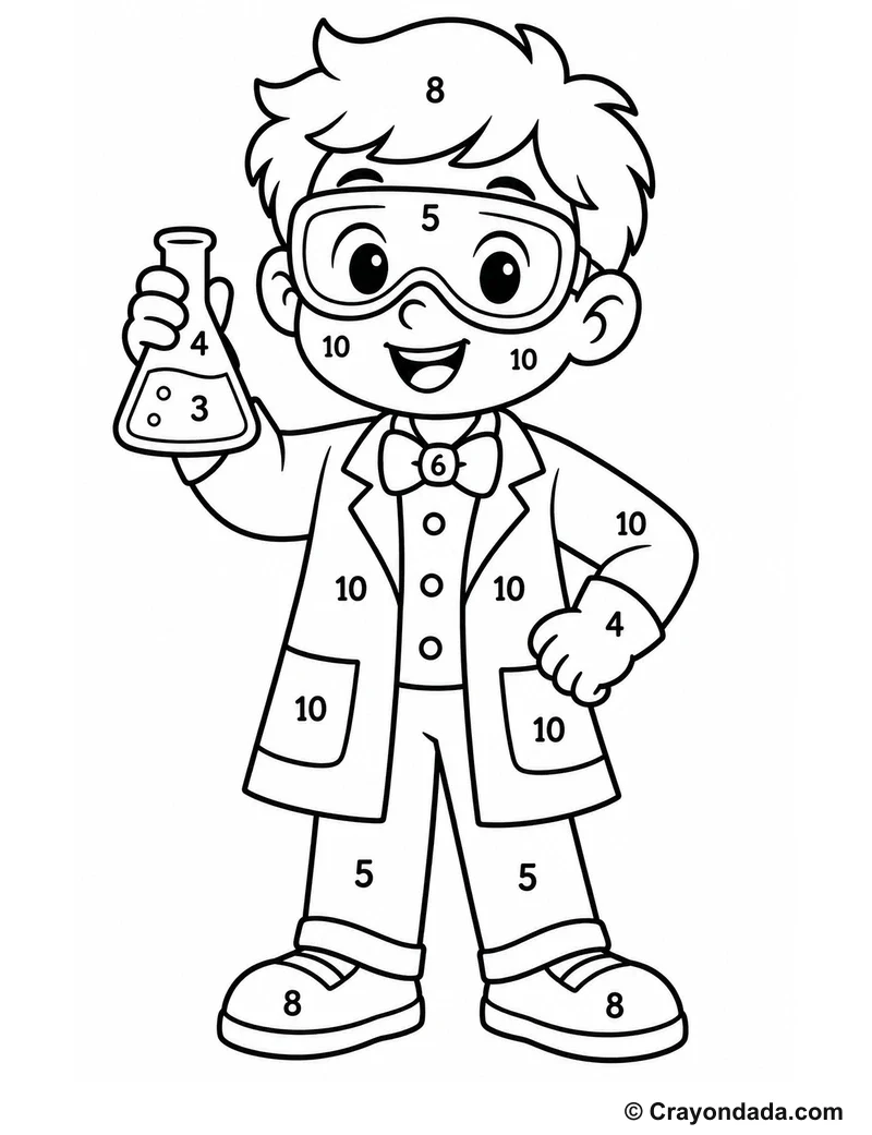Scientist Color by Number printable worksheet
