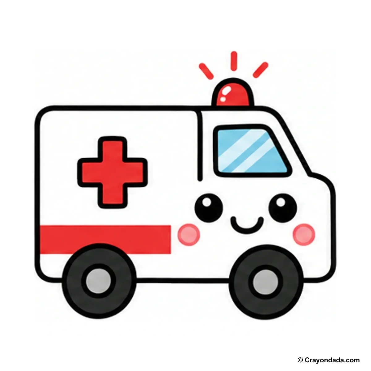 How to Draw an Ambulance finished drawing
