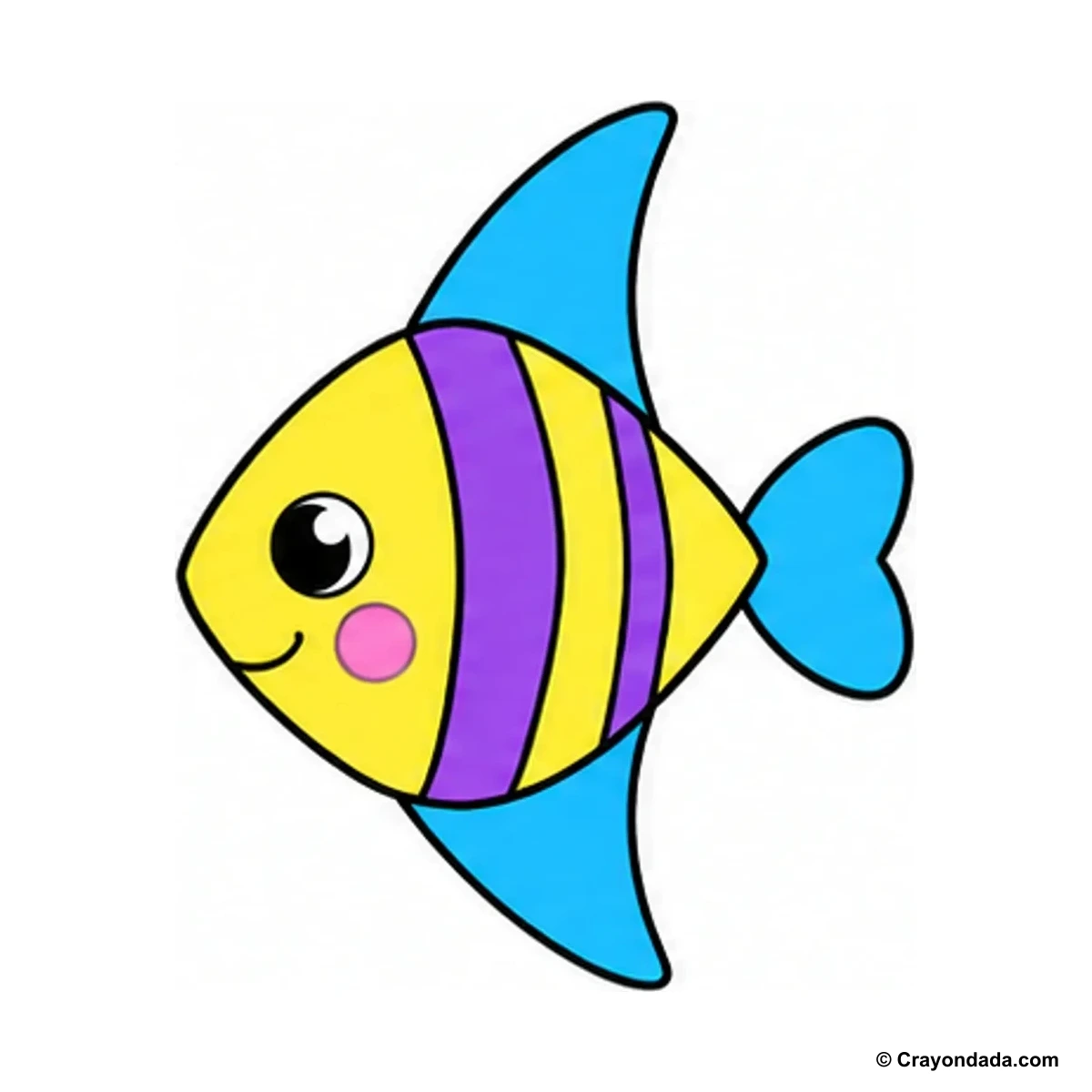 How to Draw an Angel Fish finished drawing