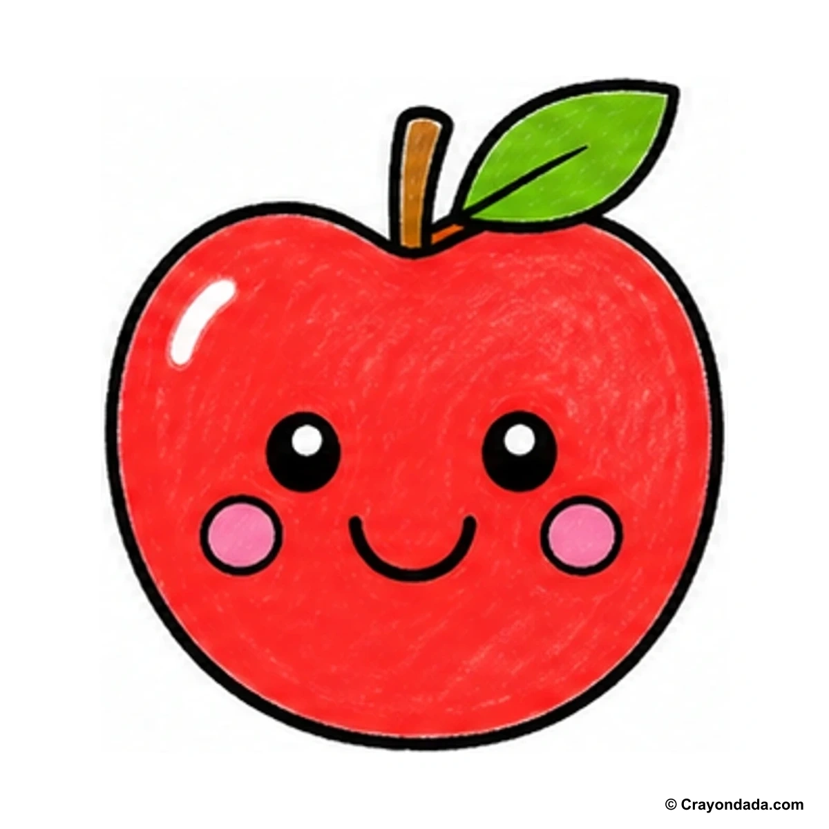 How to Draw an Apple with Leaf finished drawing