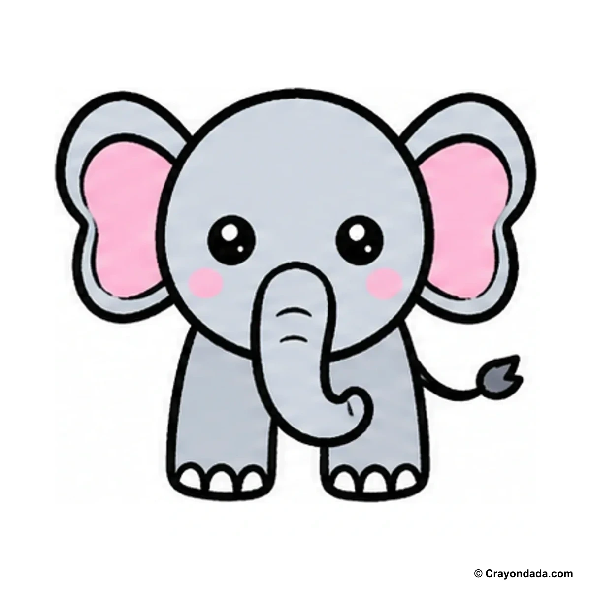 How to Draw a Baby Elephant finished drawing