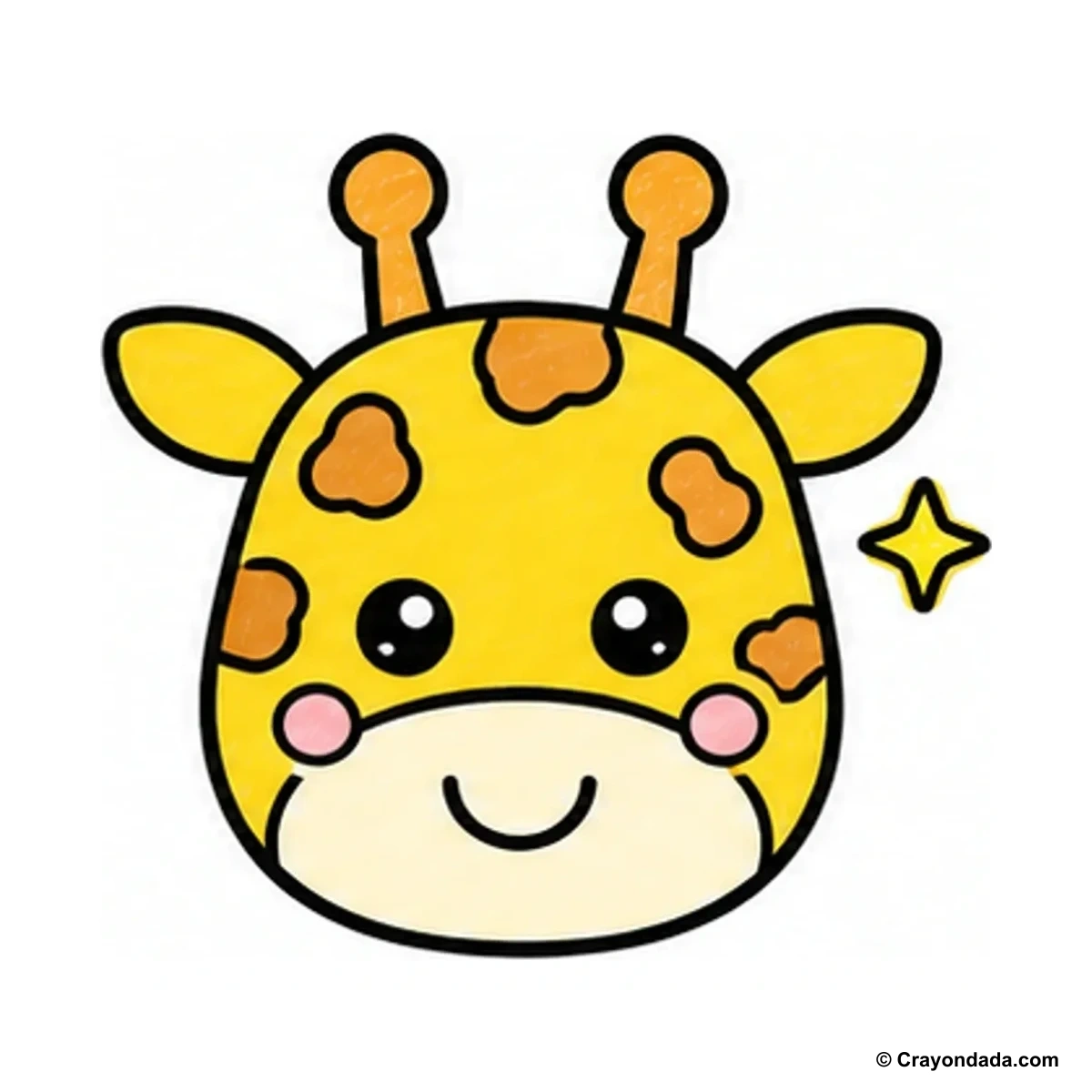 How to Draw a Baby Giraffe Face finished drawing