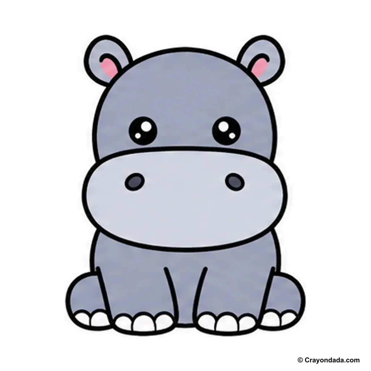How to Draw a Baby Hippo finished drawing