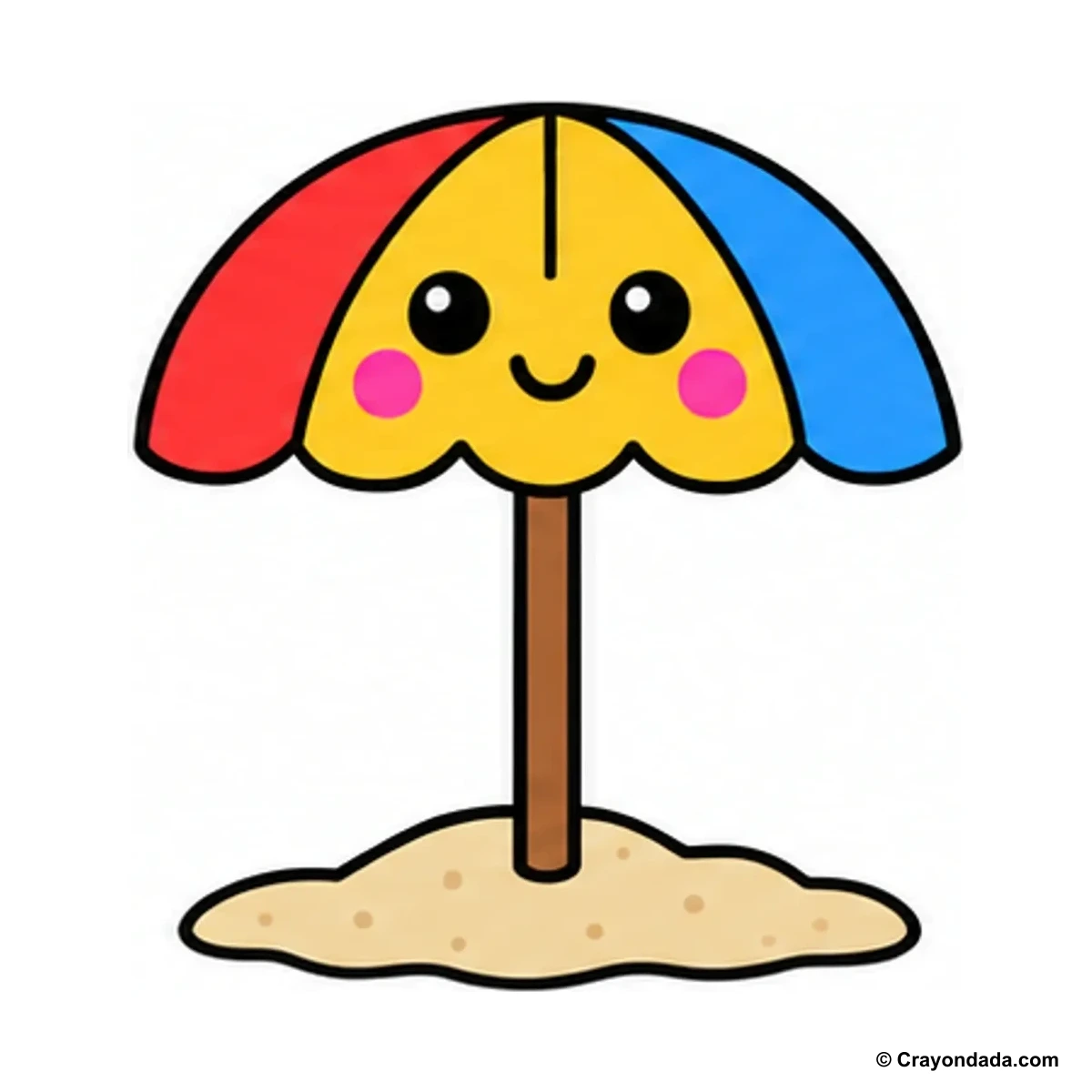 How to Draw a Beach Umbrella finished drawing