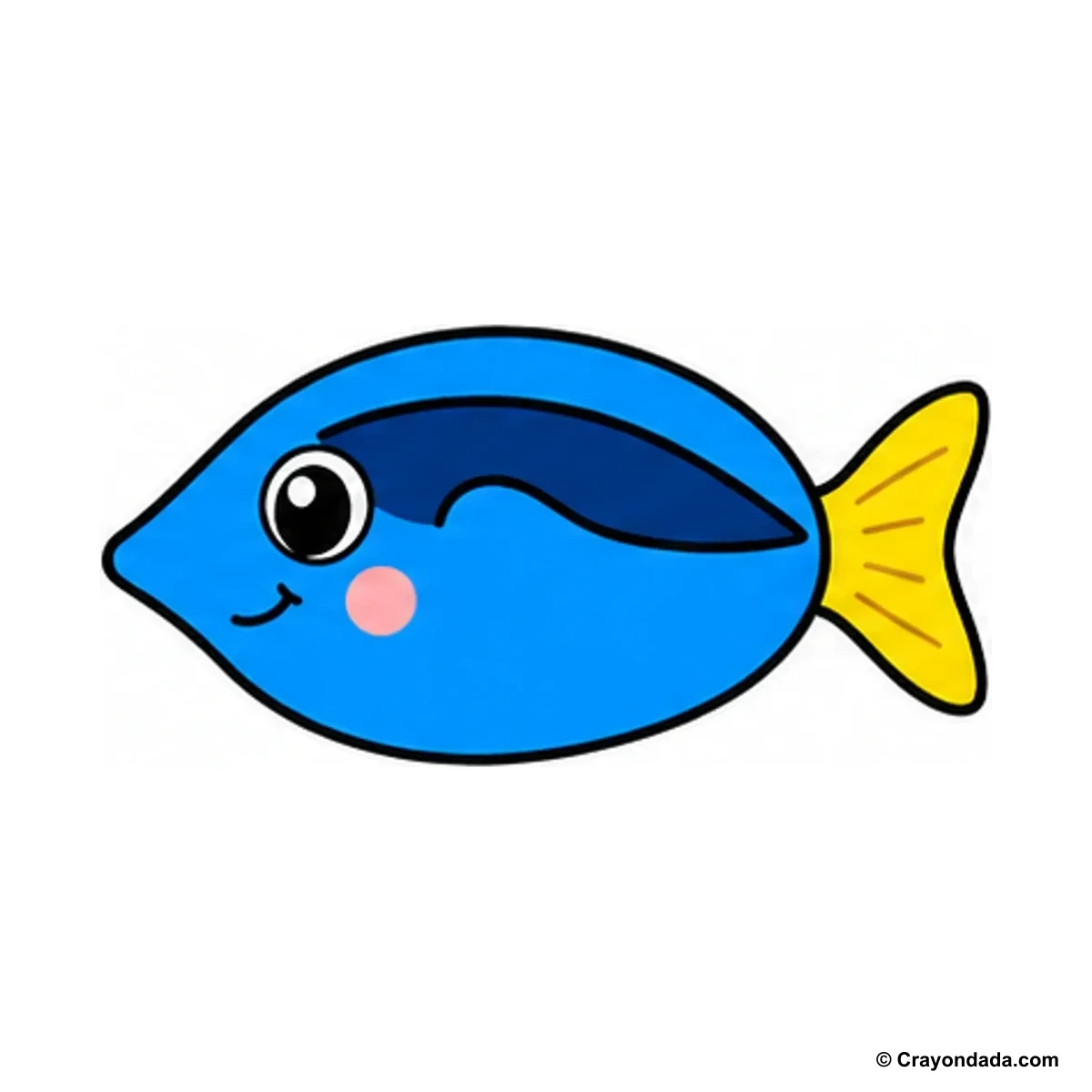 How to Draw a Blue Tang Fish finished drawing