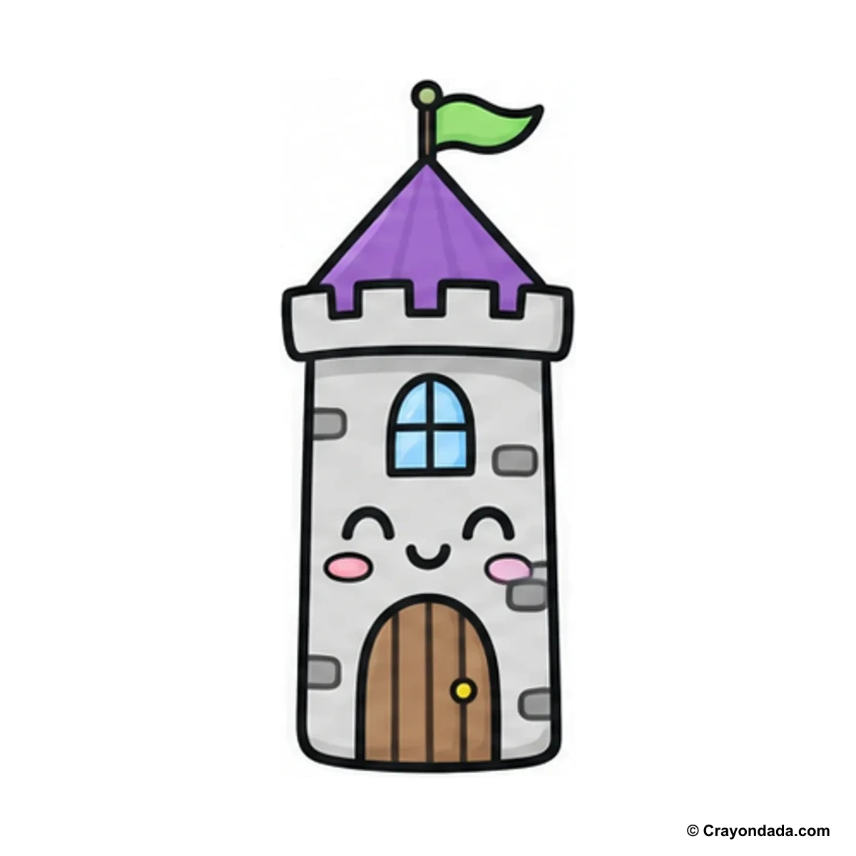 How to Draw a Castle Tower finished drawing