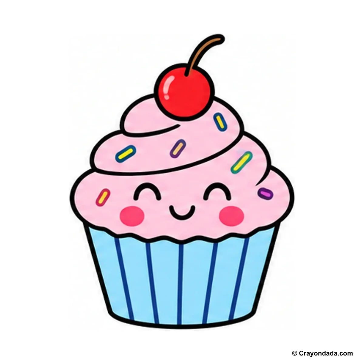 How to Draw a Cherry Cupcake finished drawing