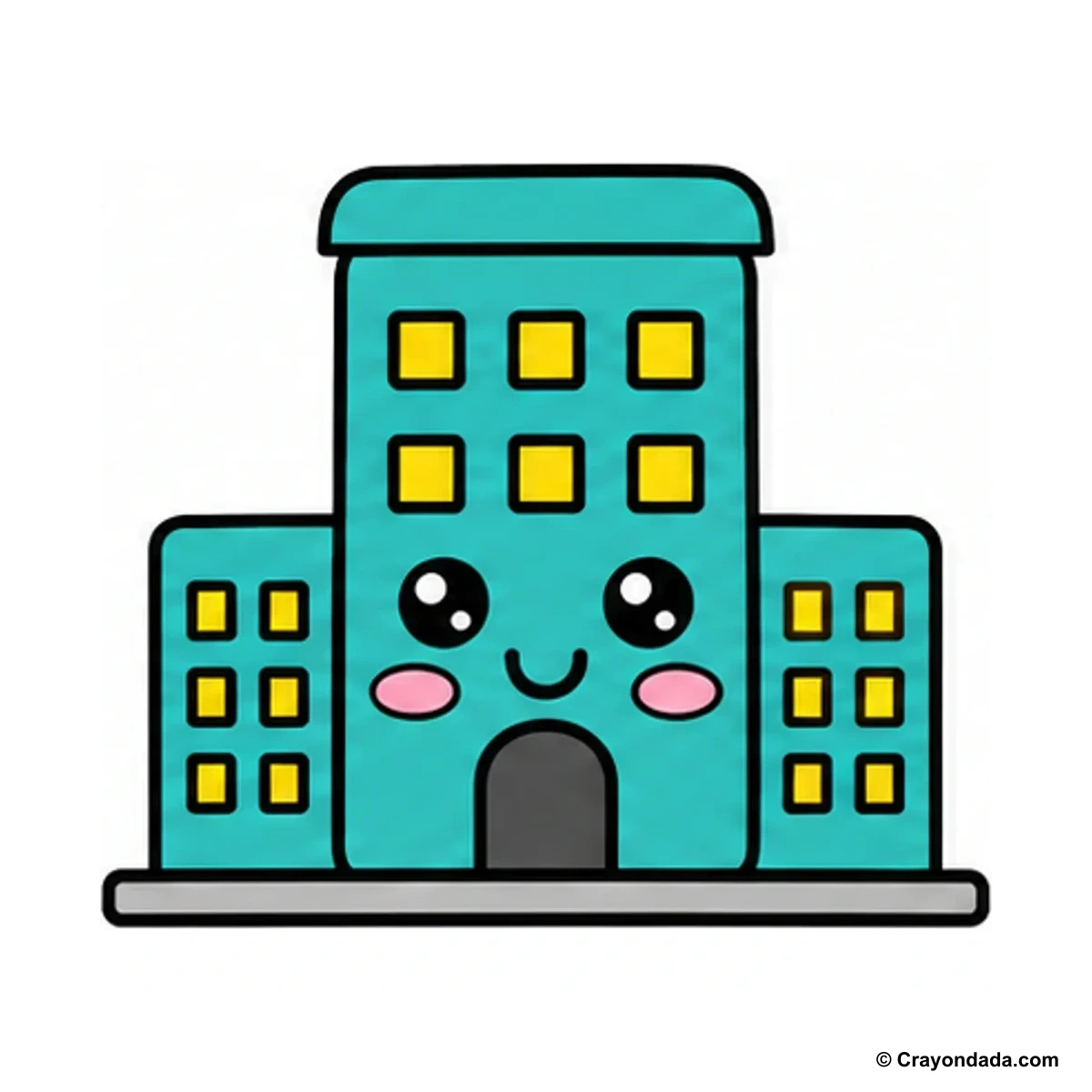 How to Draw a City Building finished drawing