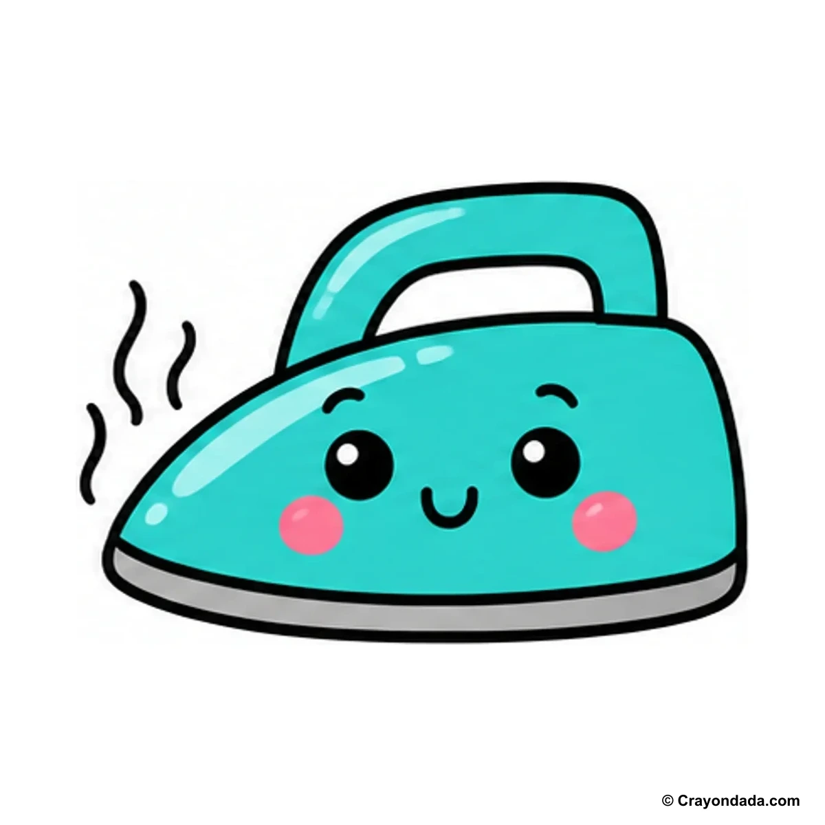 How to Draw a Clothes Iron finished drawing