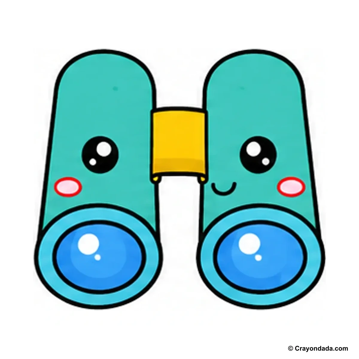 How to Draw Cute Binoculars finished drawing