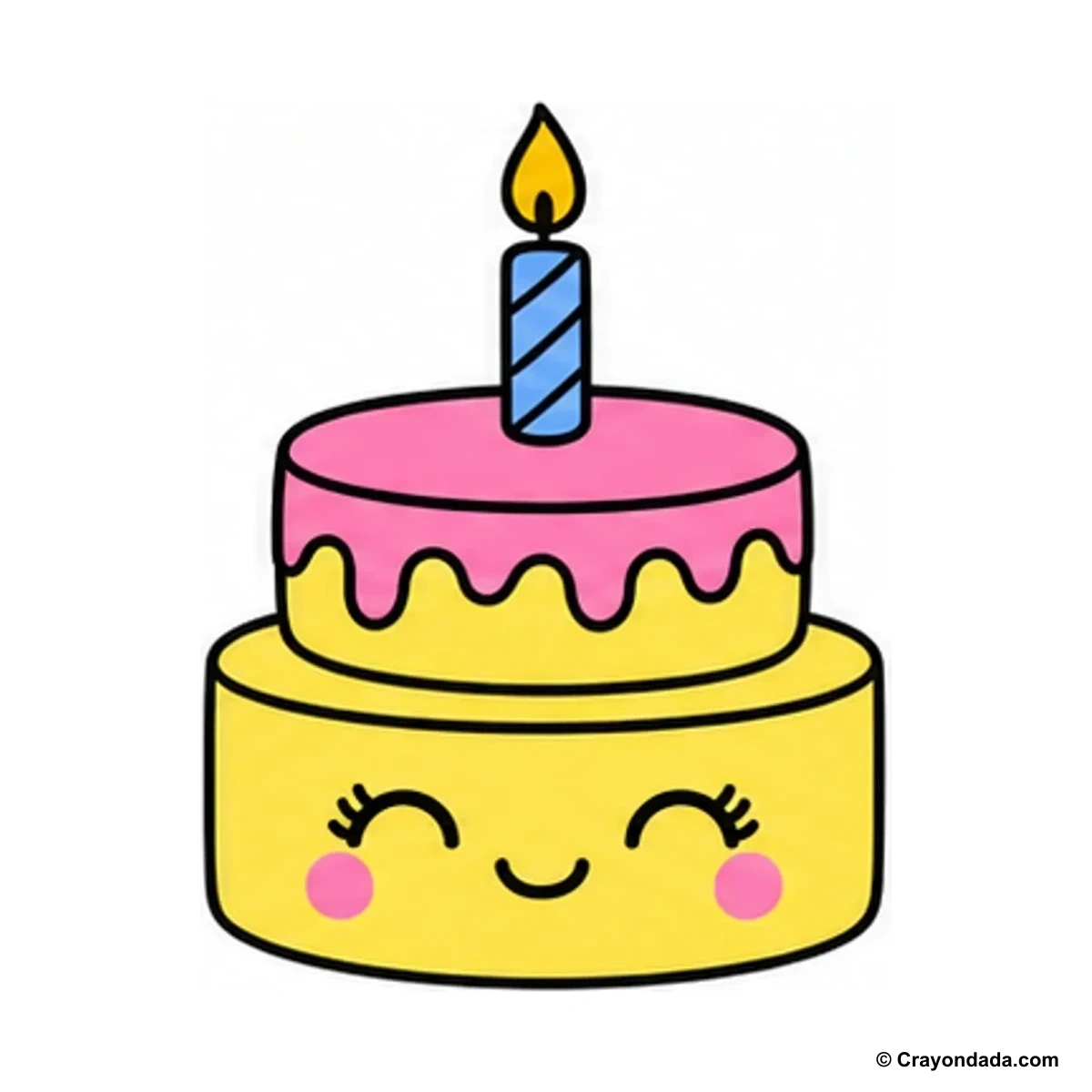 How to Draw a Cute Birthday Cake finished drawing