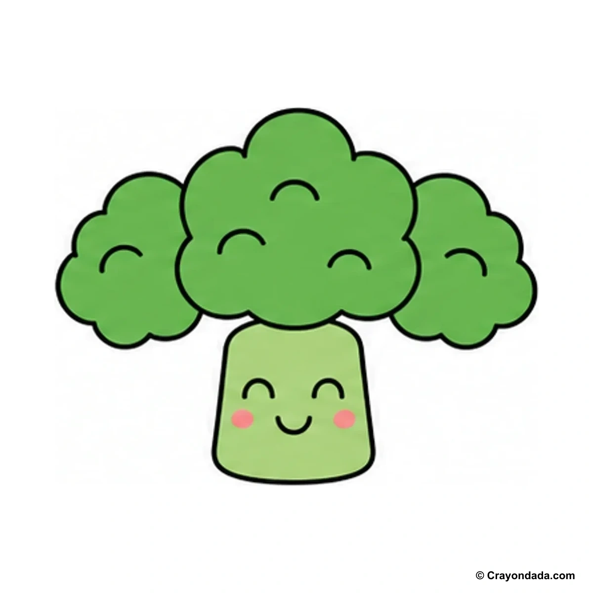 How to Draw a Cute Broccoli finished drawing