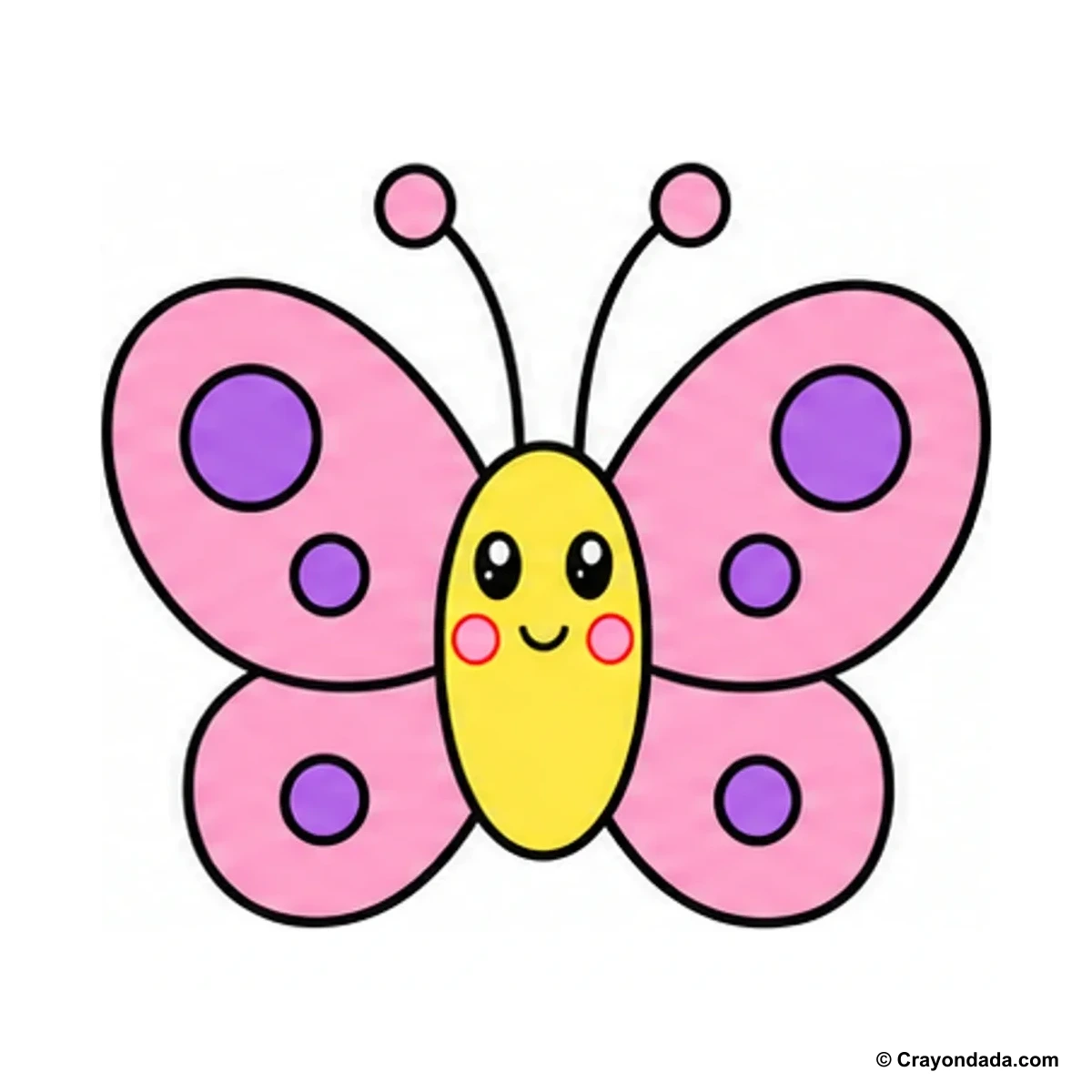 How to Draw a Cute Butterfly finished drawing