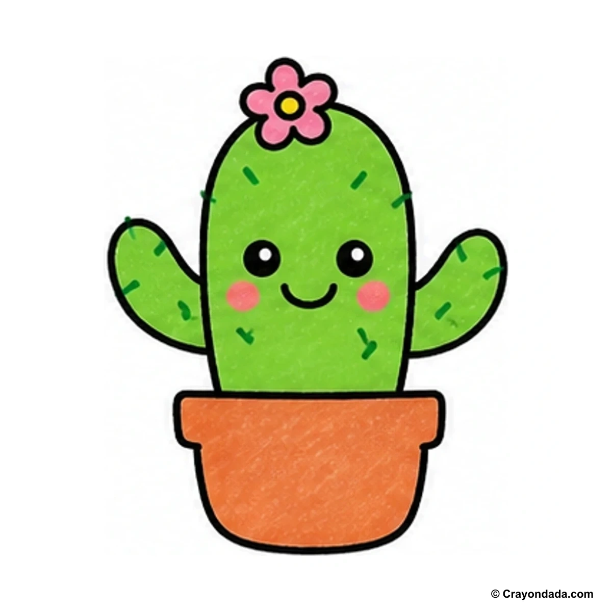 How to Draw a Cute Cactus finished drawing
