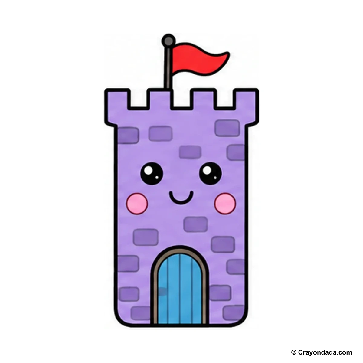 How to Draw a Cute Castle Tower finished drawing