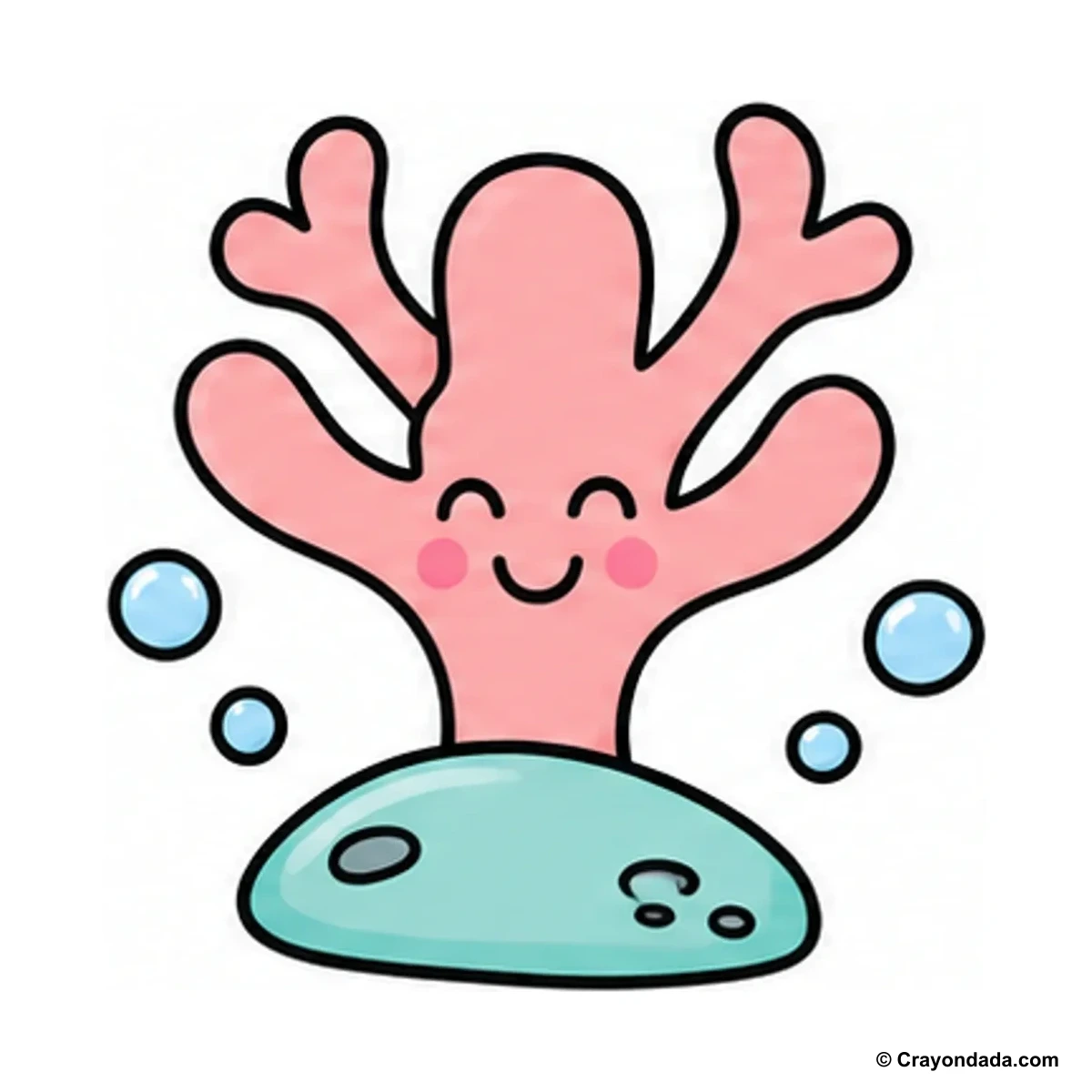 How to Draw Cute Coral finished drawing