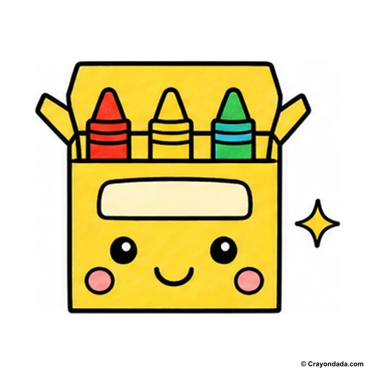 How to Draw a Cute Crayon Box finished drawing