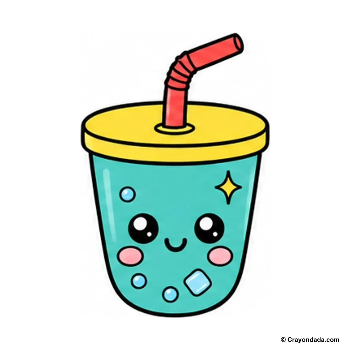 How to Draw a Cute Cup with Straw finished drawing