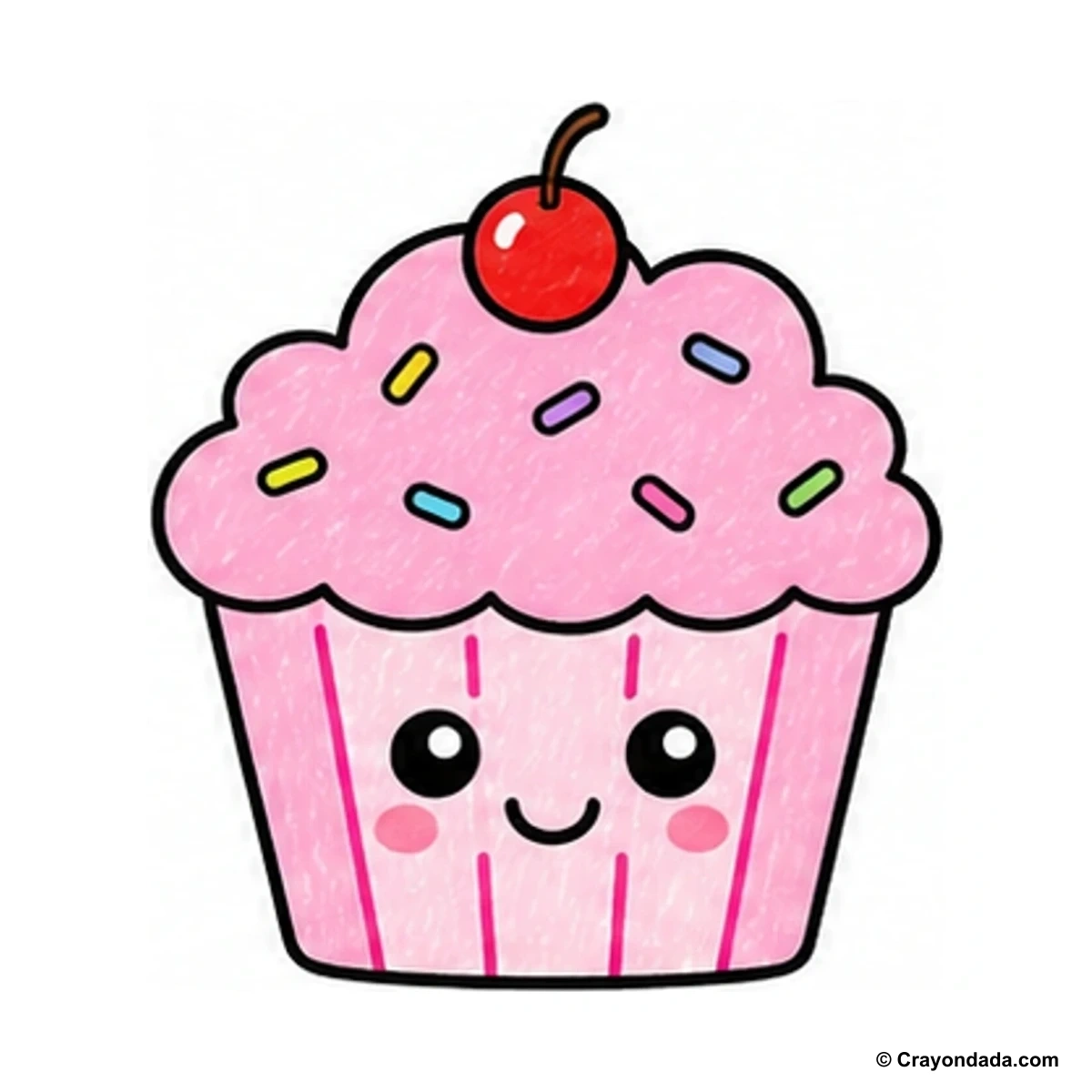 How to Draw a Cute Cupcake finished drawing