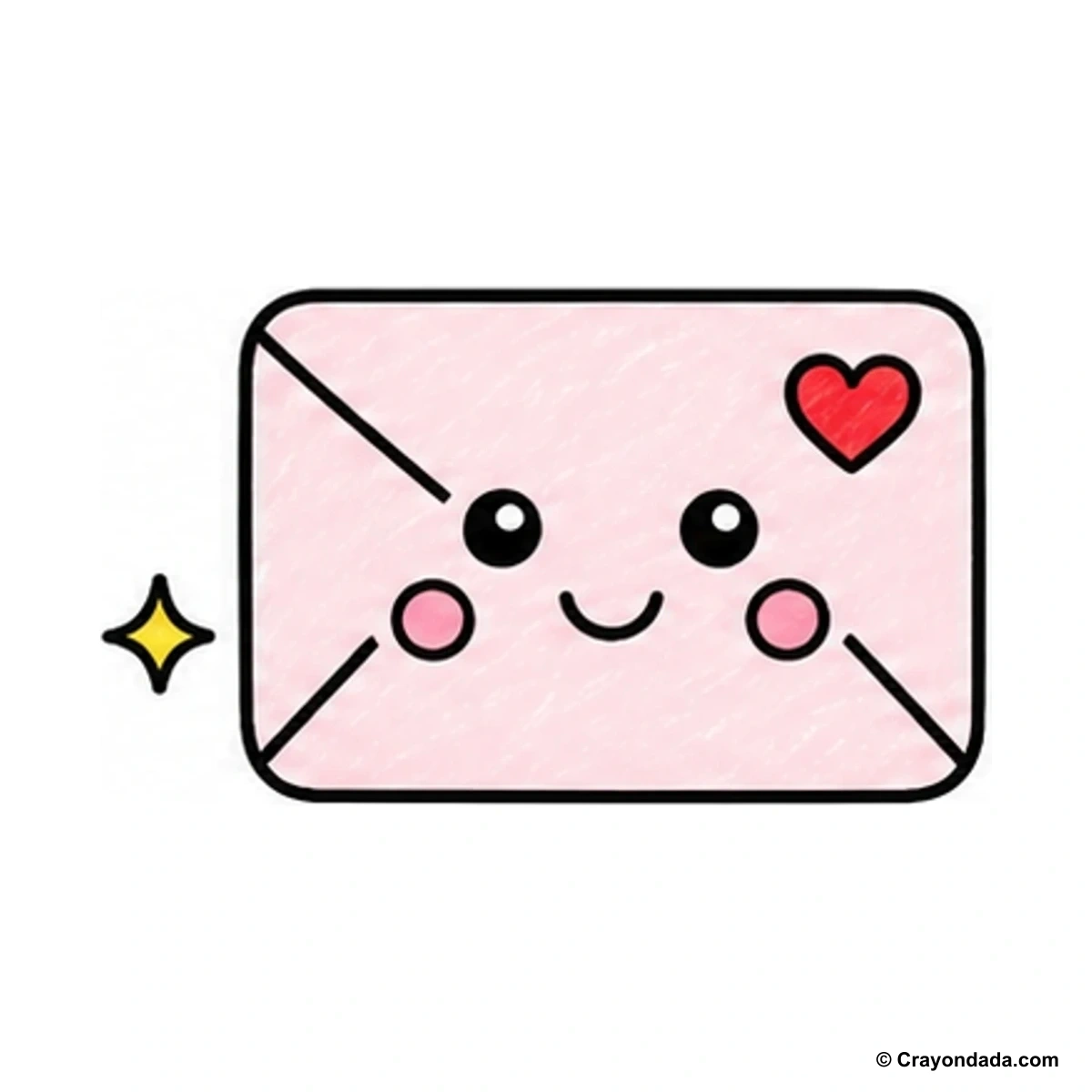 How to Draw a Cute Envelope finished drawing