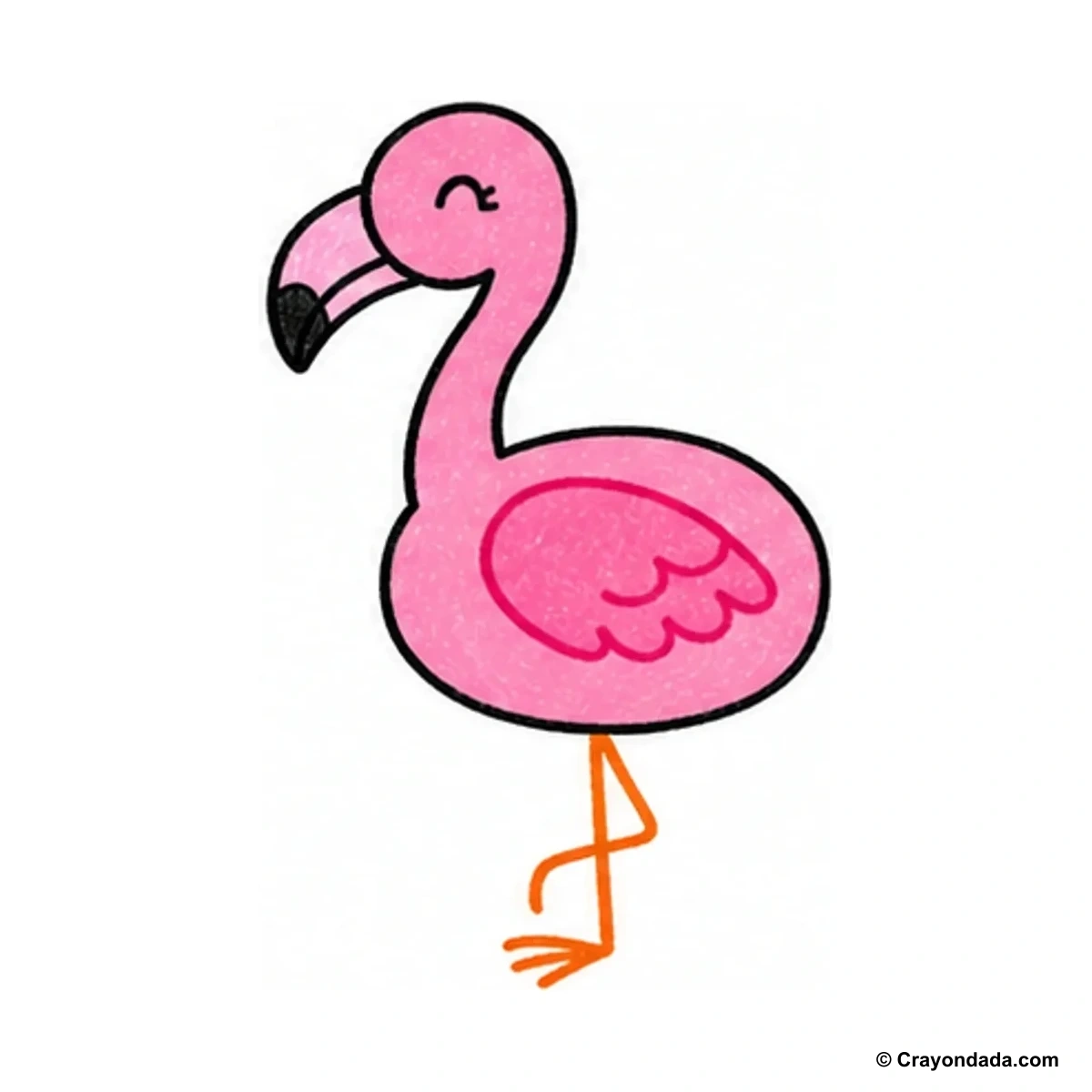 How to Draw a Cute Flamingo finished drawing