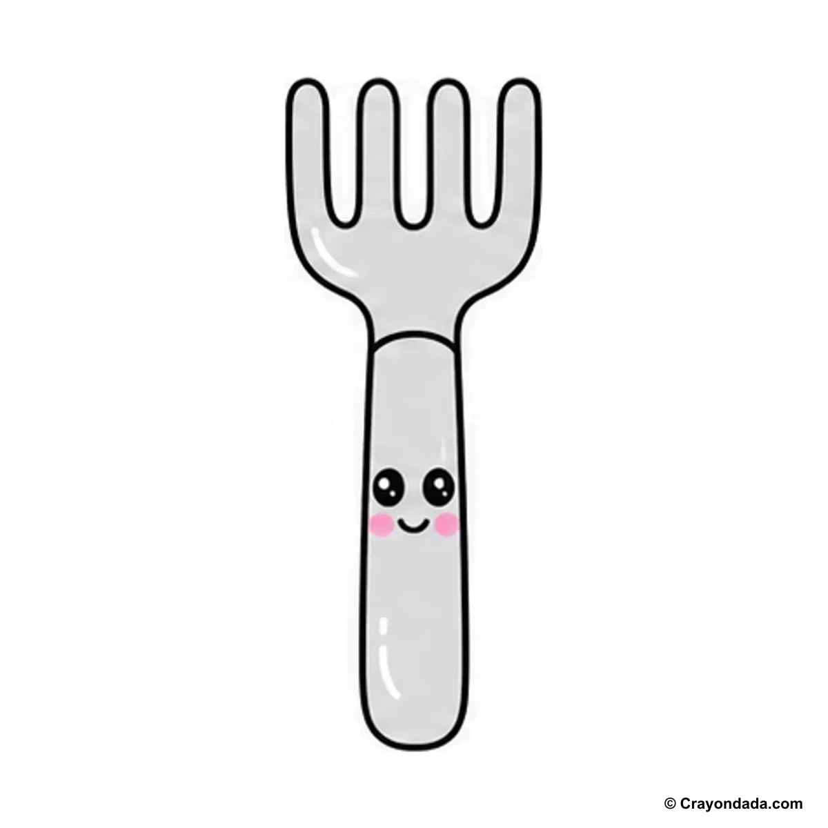 How to Draw a Cute Fork finished drawing