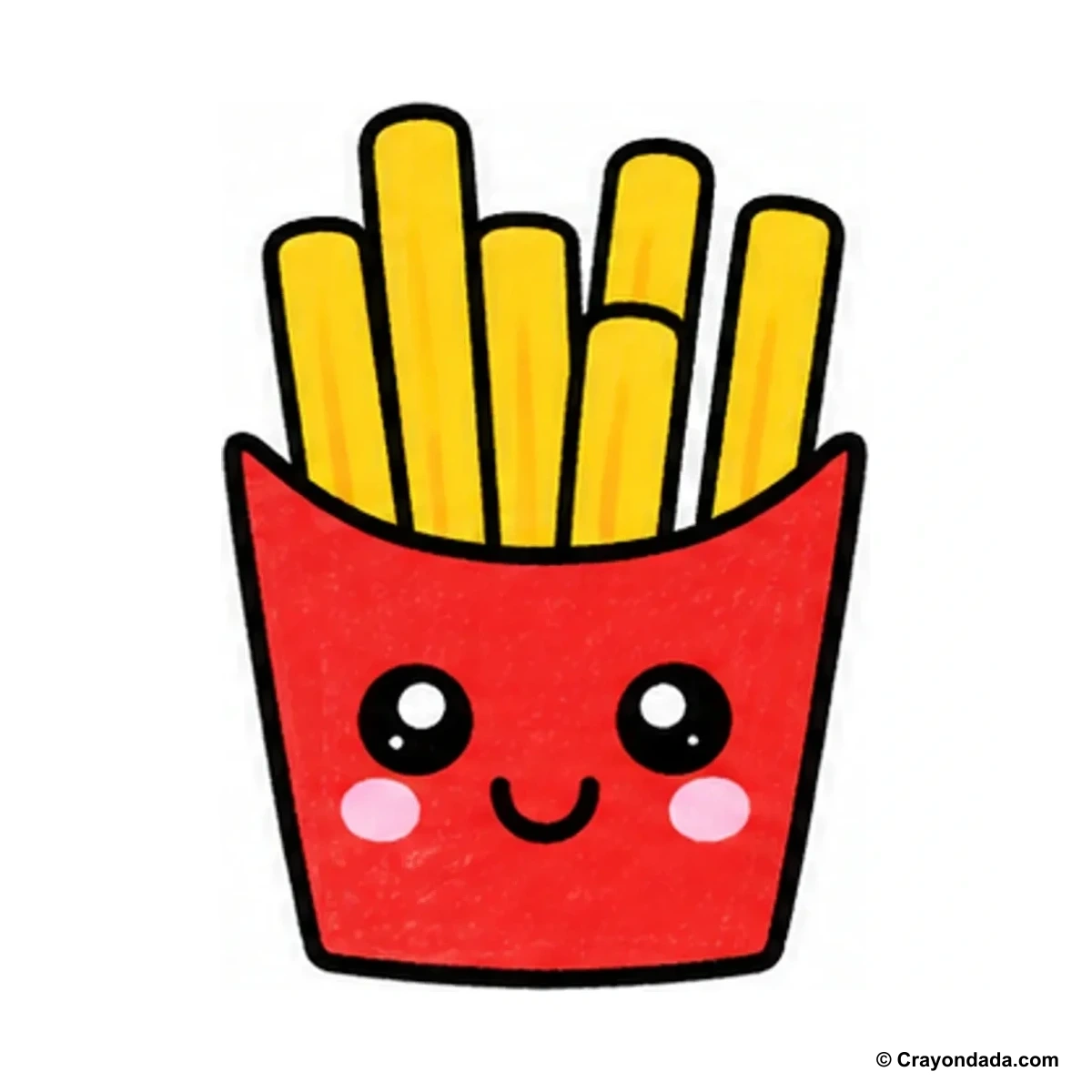 How to Draw Cute French Fries finished drawing