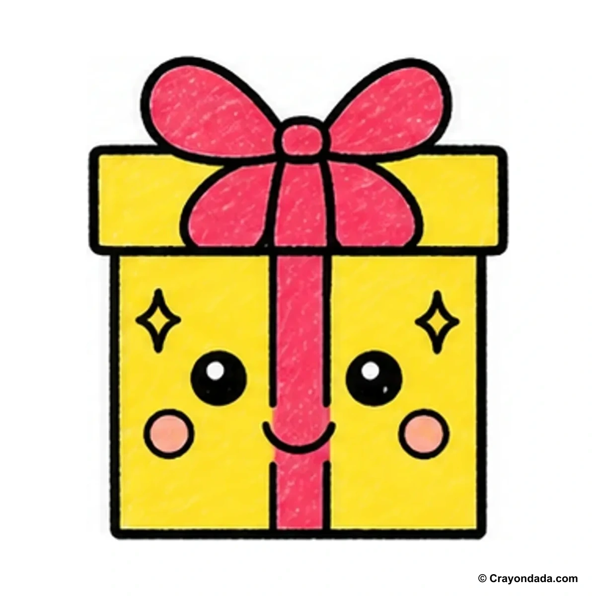 How to Draw a Cute Gift Box finished drawing