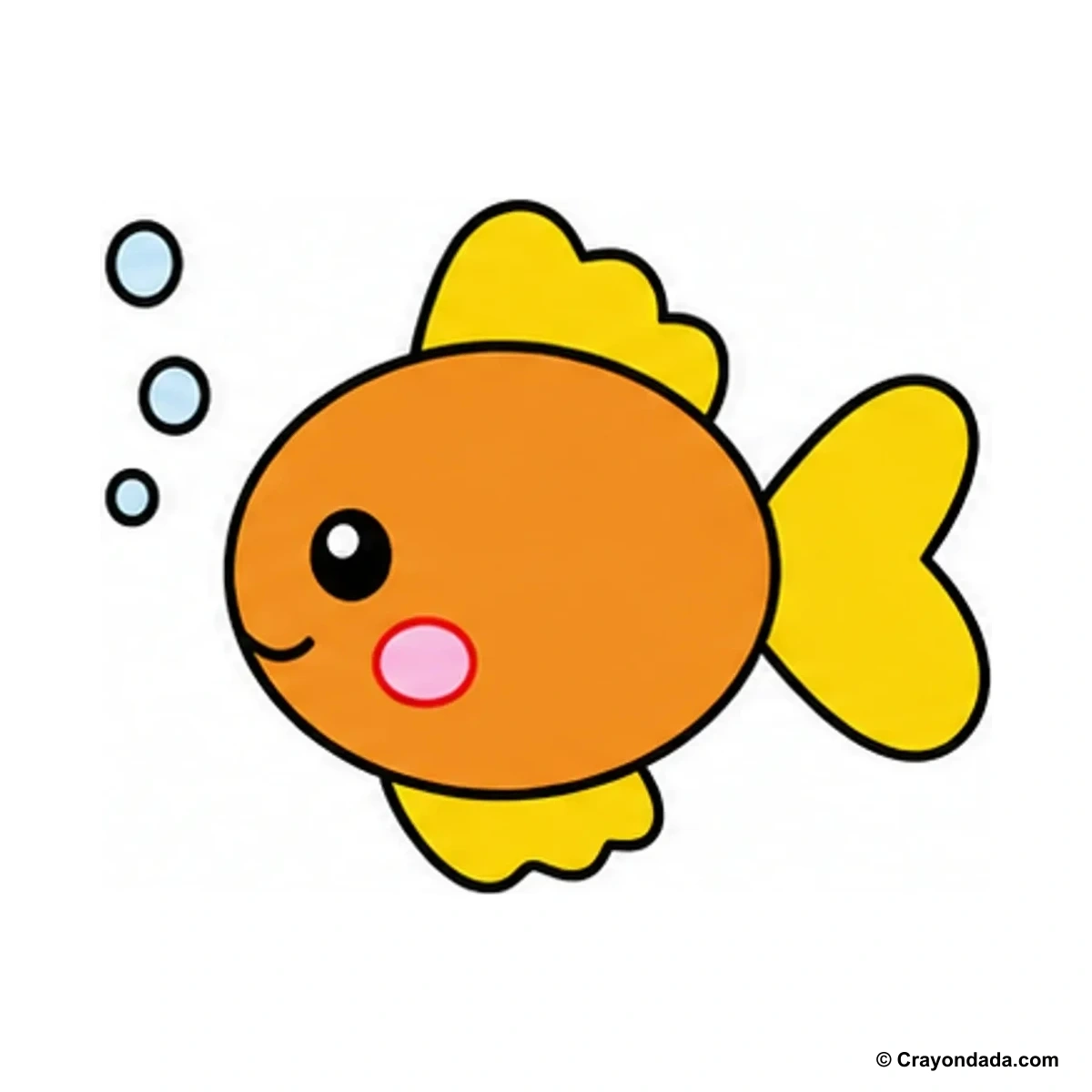 How to Draw a Cute Goldfish finished drawing