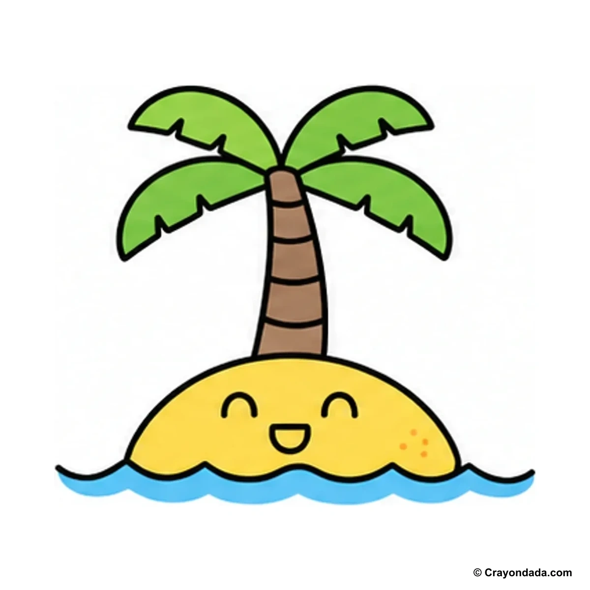 How to Draw a Cute Island finished drawing