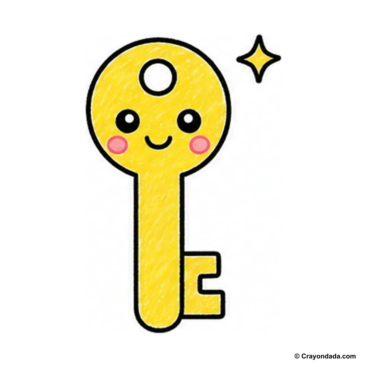 How to Draw a Cute Key finished drawing