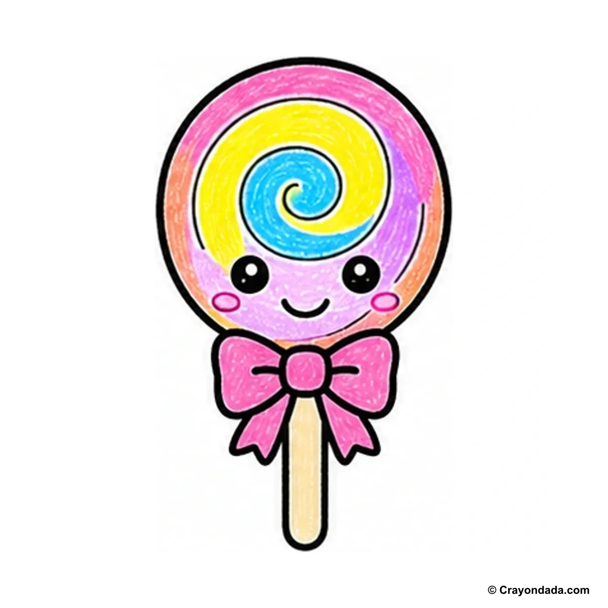 How to Draw a Cute Lollipop finished drawing