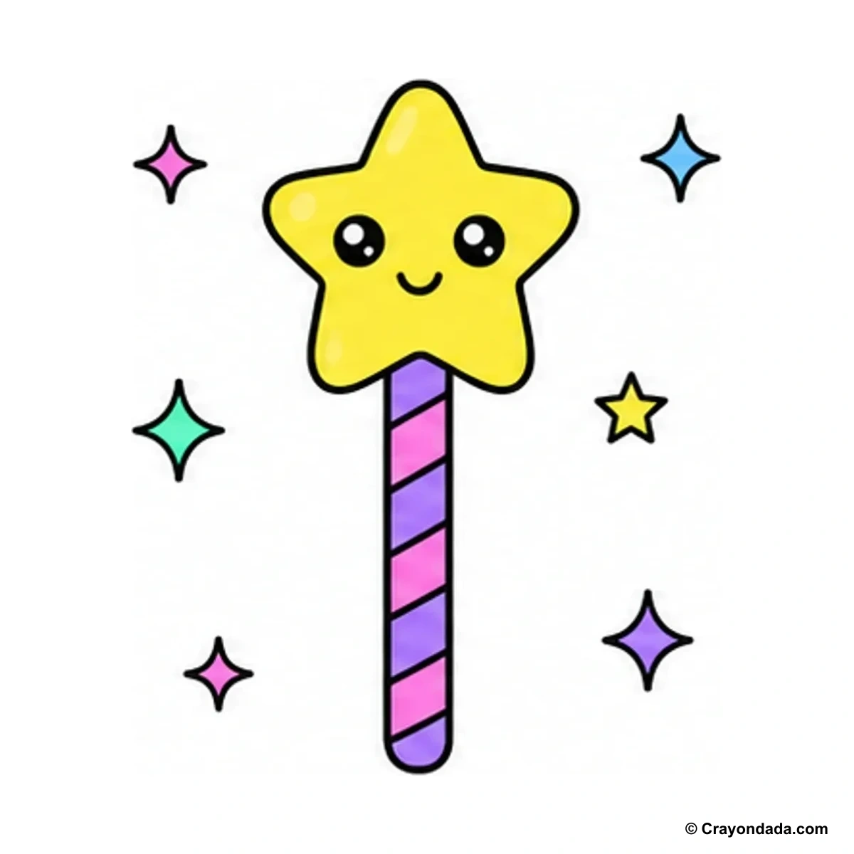 How to Draw a Cute Magic Wand finished drawing