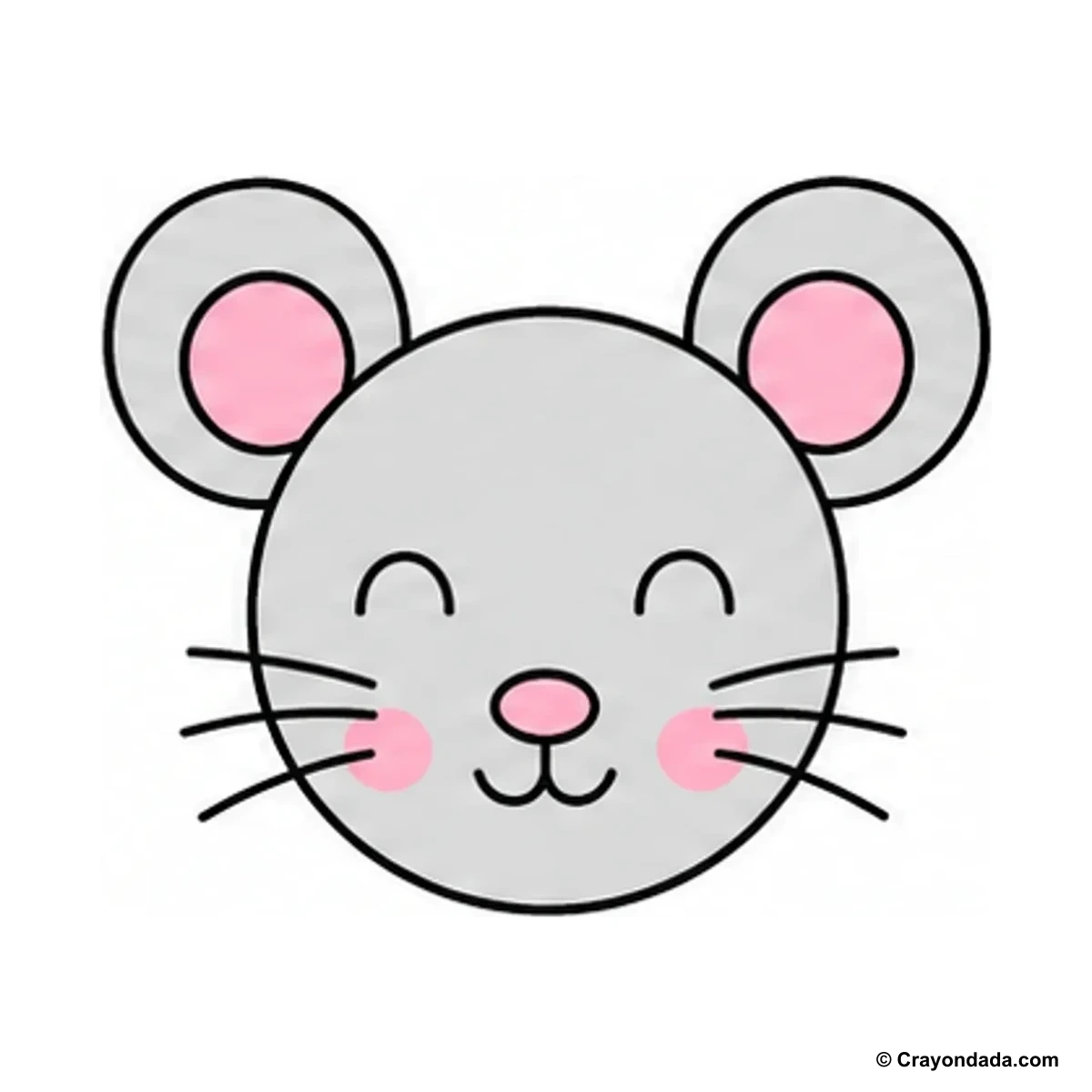 How to Draw a Cute Mouse Face finished drawing