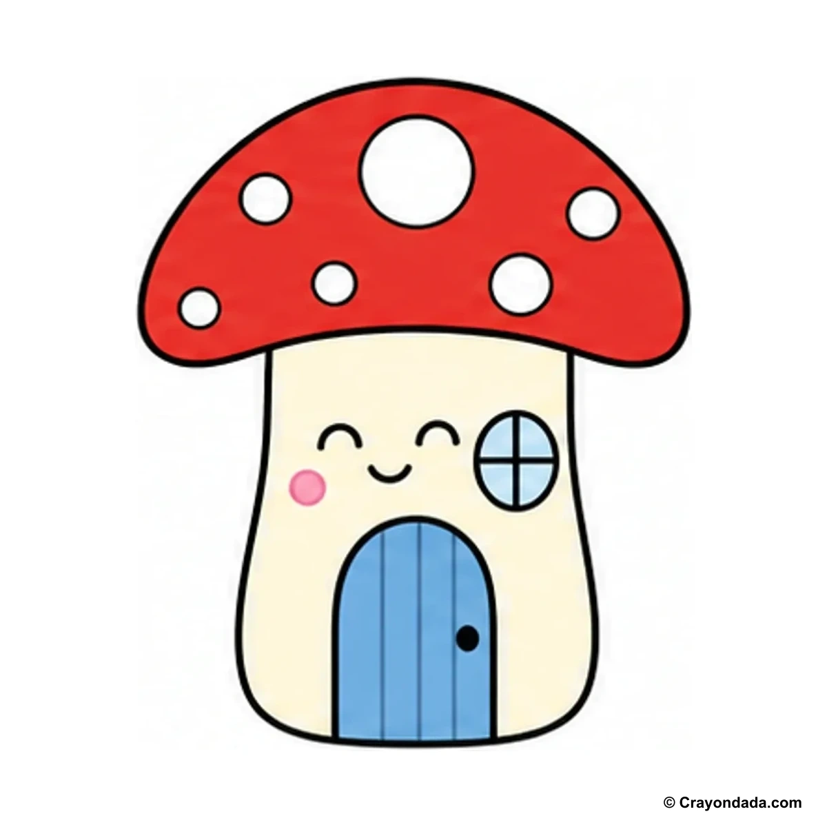 How to Draw a Cute Mushroom House finished drawing