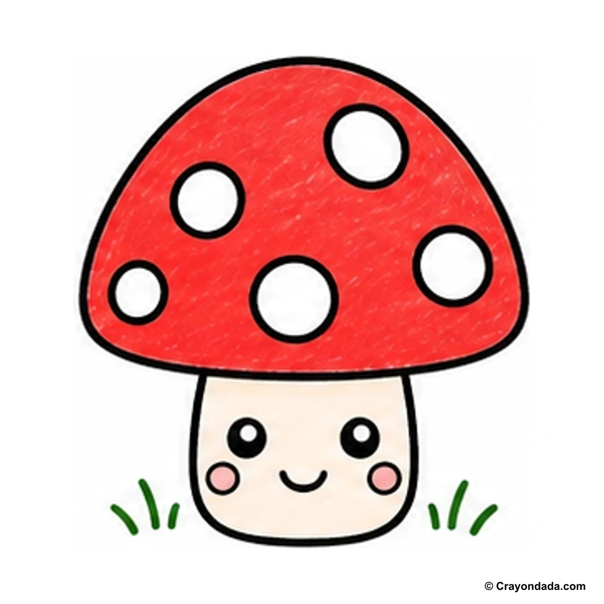 How to Draw a Cute Mushroom finished drawing