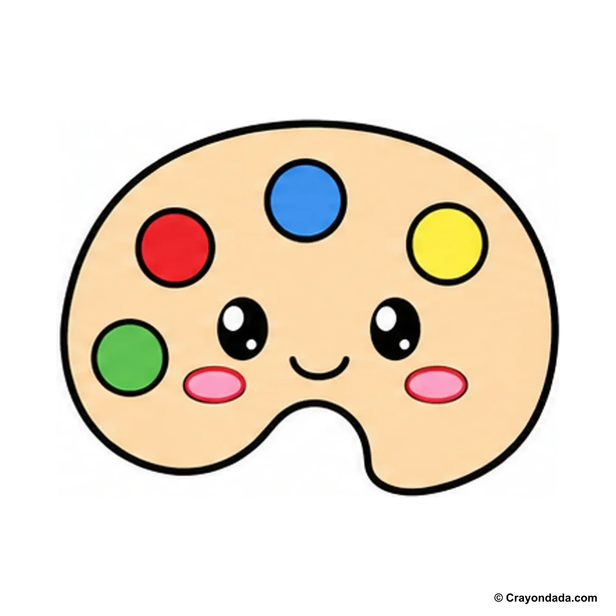 How to Draw a Cute Paint Palette finished drawing