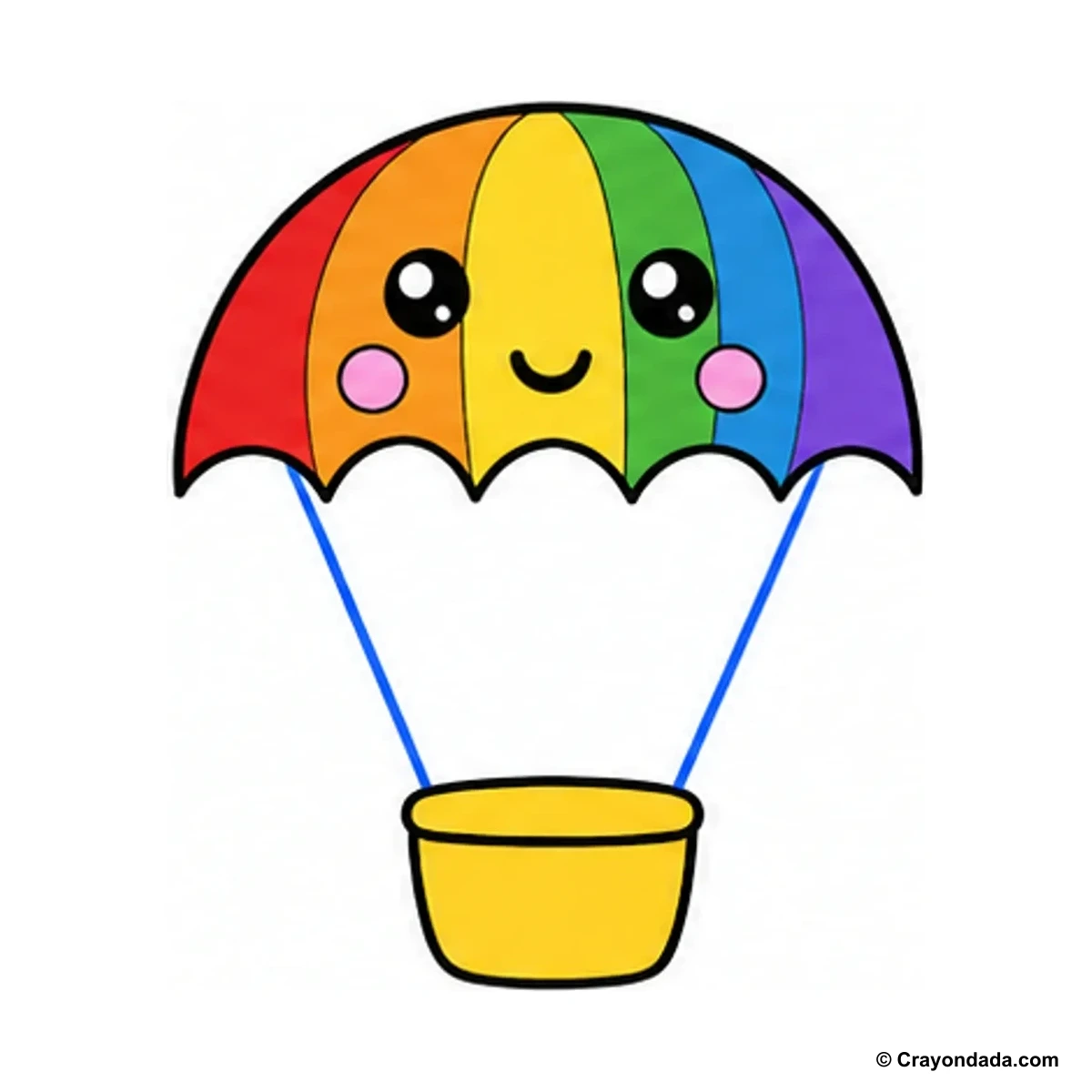 How to Draw a Cute Parachute finished drawing