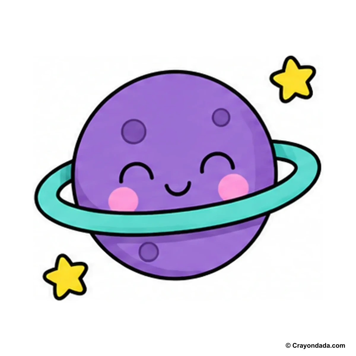 How to Draw a Cute Planet finished drawing