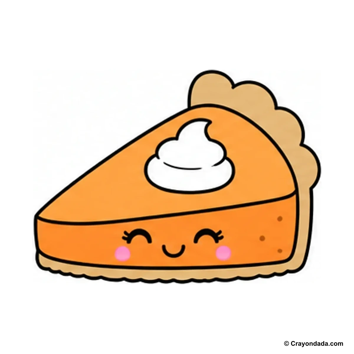 How to Draw a Cute Pumpkin Pie finished drawing